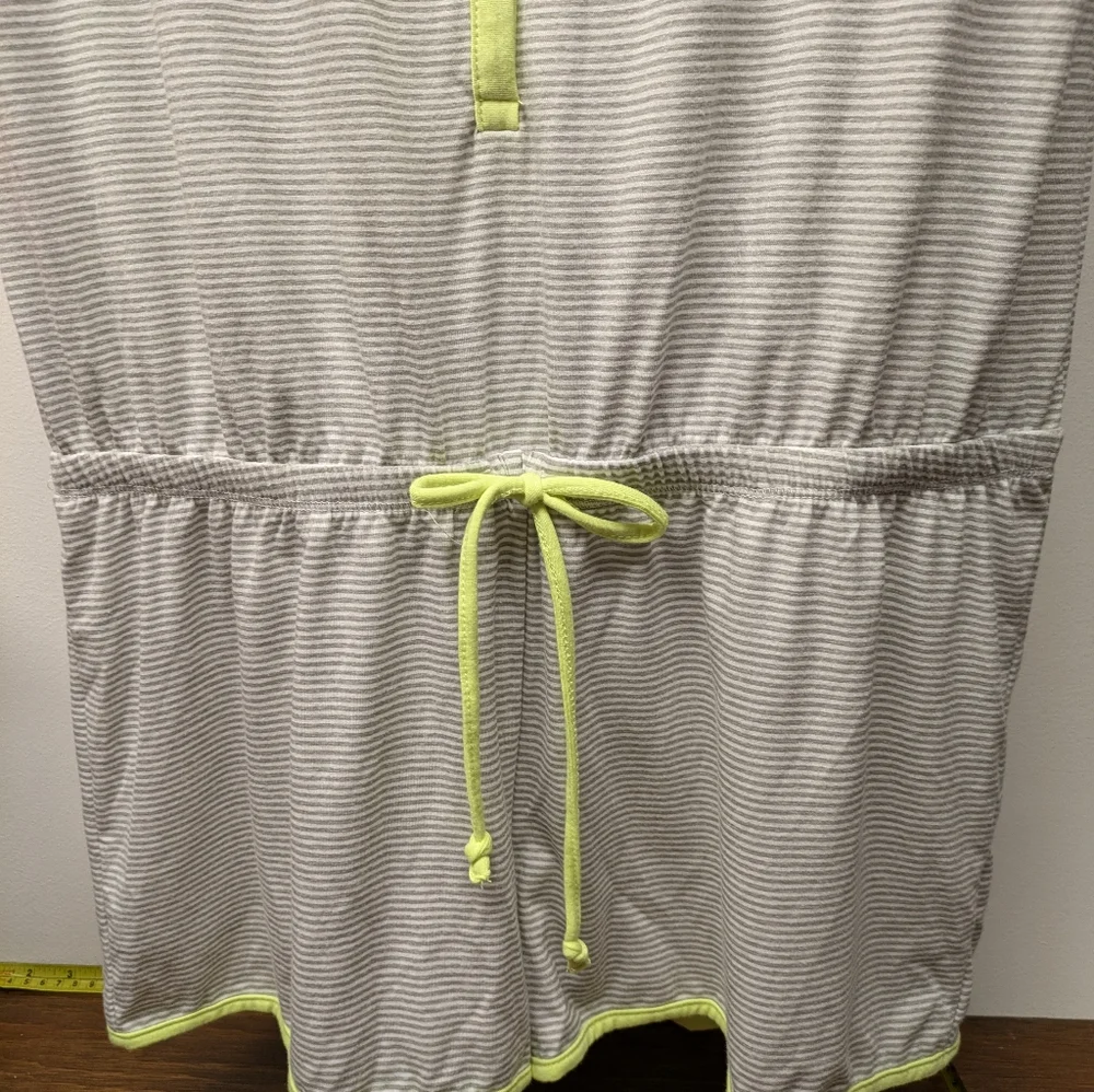 Joe Boxer Large Gray Striped & Neon Yellow. One Piece Short Sleeve Pajama Romper